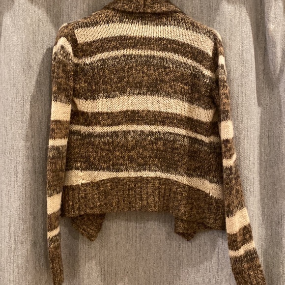 Ashley 26 Open front draping cardigan Sweater Sz XL cozy knit brown striped boho - Picture 4 of 5
